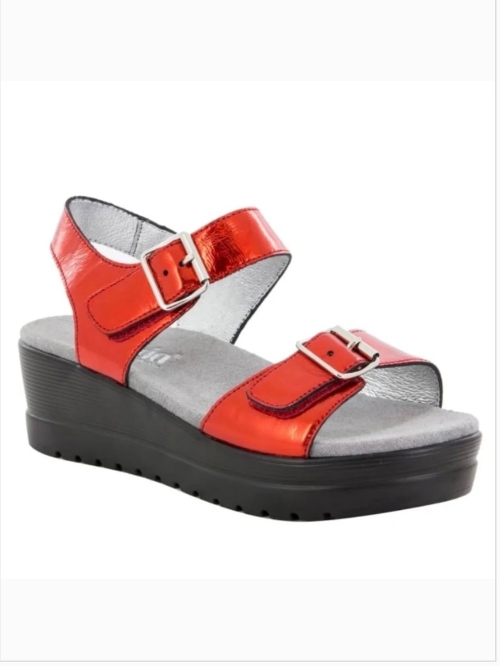 Alegria Morgyn Cherry Mirror Leather Multi Strap Wedge Sandals SZ 40/9.5